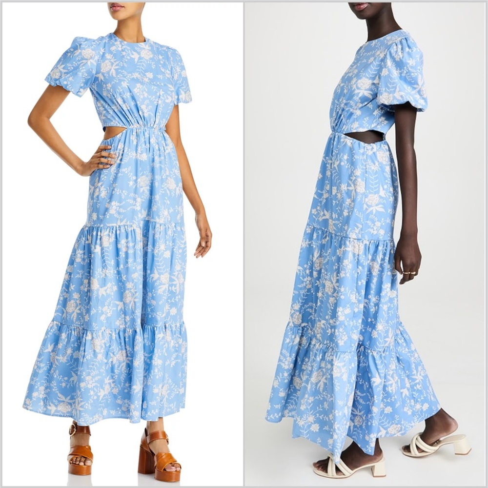 WAYF Plaza Cut Out Tiered Maxi Dress Size L